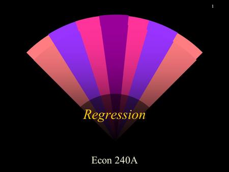 1 Regression Econ 240A. 2 Outline w A cognitive device to help understand the formulas for estimating the slope and the intercept, as well as the analysis.