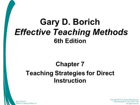 Gary D. Borich Effective Teaching Methods 6th Edition