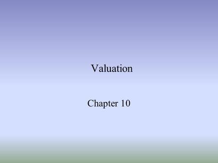 Valuation Chapter 10. Ch 102 Valuation models –Discounted cash-flow –Market-based (multiples) –Residual income Model DCF and risidual income model are.