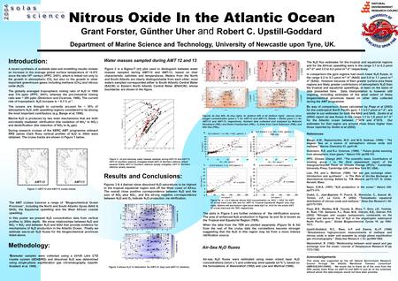 Nitrous Oxide In the Atlantic Ocean Grant Forster, Gűnther Uher and Robert C. Upstill-Goddard Introduction: A recent synthesis of available data and modelling.