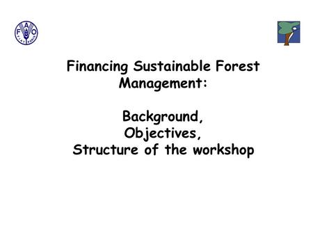 Financing Sustainable Forest Management: Background, Objectives, Structure of the workshop.