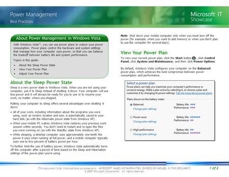 1 of 2 This document is for informational purposes only. MICROSOFT MAKES NO WARRANTIES, EXPRESS OR IMPLIED, IN THIS DOCUMENT. © 2007 Microsoft Corporation.