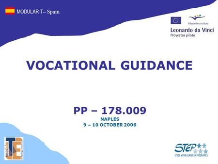 – MODULAR T – Spain PP – 178.009 NAPLES 9 – 10 OCTOBER 2006 VOCATIONAL GUIDANCE.