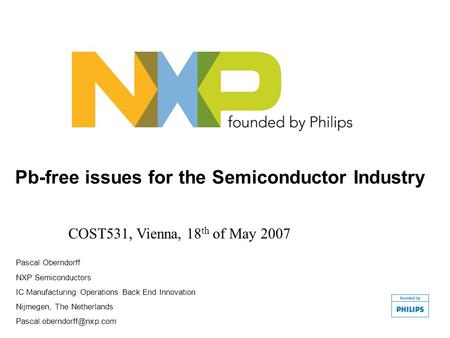 Pb-free issues for the Semiconductor Industry