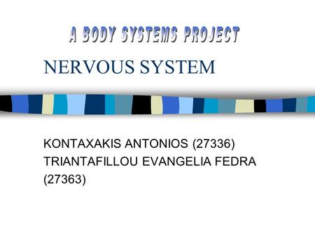 NERVOUS SYSTEM KONTAXAKIS ANTONIOS (27336) TRIANTAFILLOU EVANGELIA FEDRA (27363)