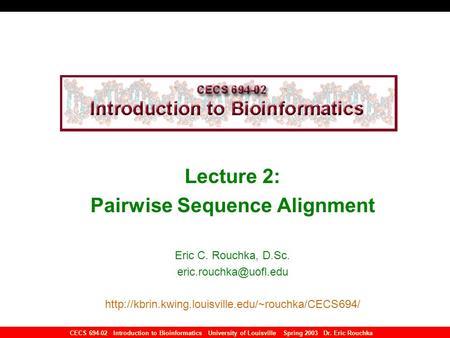 Pairwise Sequence Alignment