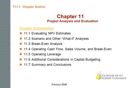 Chapter 11 Project Analysis and Evaluation