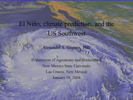 El Niño, climate prediction, and the US Southwest