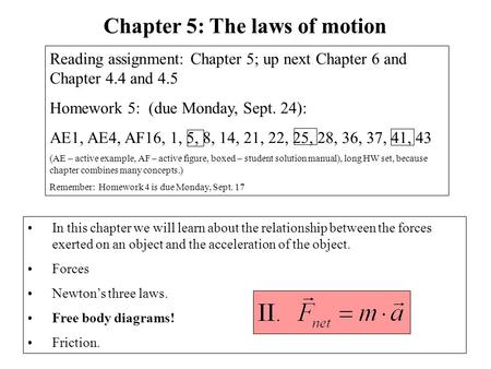 Chapter 5: The laws of motion