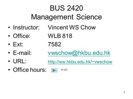 BUS 2420 Management Science