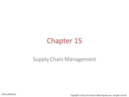 Supply Chain Management