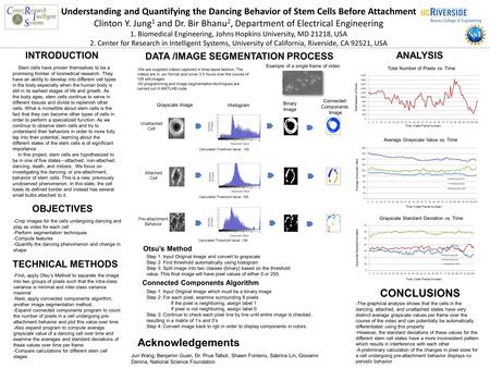 Understanding and Quantifying the Dancing Behavior of Stem Cells Before Attachment Clinton Y. Jung 1 and Dr. Bir Bhanu 2, Department of Electrical Engineering.