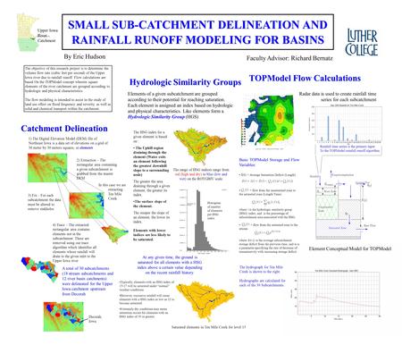 The hydrograph for Ten Mile Creek is shown to the right. Hydrographs are calculated for each of the 30 Subcatchments. Radar data is used to create rainfall.