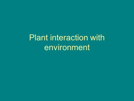 Plant interaction with environment. How does a plant find out about its surroundings and react to them? Needs to know When is water present When is sun.