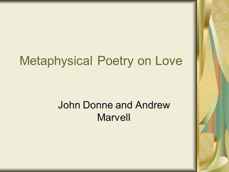 Metaphysical Poetry on Love