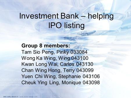 Investment Bank – helping IPO listing