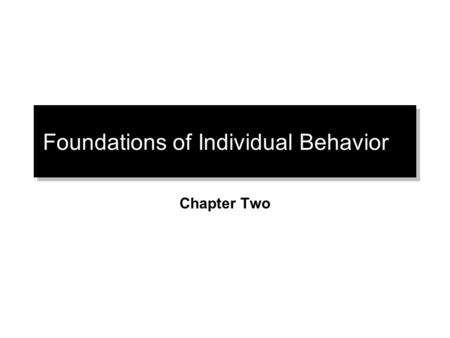 Foundations of Individual Behavior Chapter Two. Biographical Characteristics.