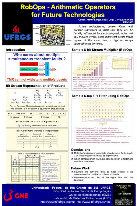 Carlos Arthur Lang Lisbôa, Luigi Carro, Erika Cota ETS 2005 RobOps - Arithmetic Operators for Future Technologies Future technologies, bellow 90nm, will.