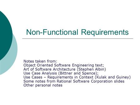 Non-Functional Requirements