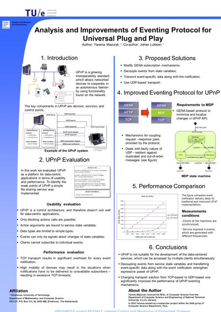 PROGRESS project EES5413: Internet Control and Monitoring of Embedded Systems System Architecture and Networking Affiliation 1) Eindhoven University of.