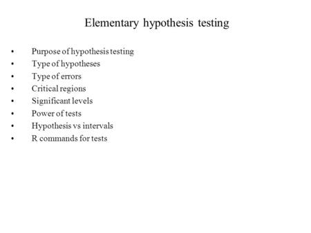 Elementary hypothesis testing