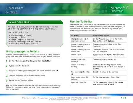 1 of 6 This document is for informational purposes only. MICROSOFT MAKES NO WARRANTIES, EXPRESS OR IMPLIED, IN THIS DOCUMENT. © 2007 Microsoft Corporation.