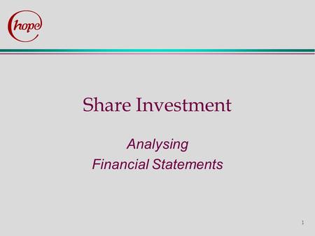 Analysing Financial Statements