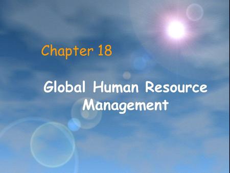 Global Human Resource Management