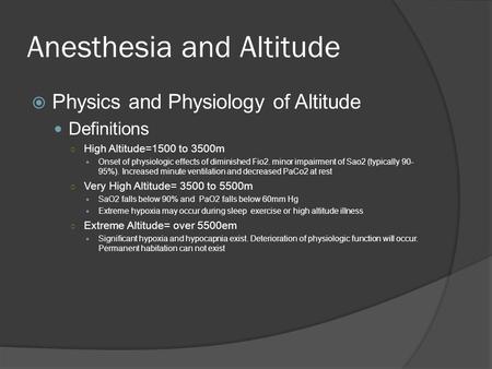 Anesthesia and Altitude