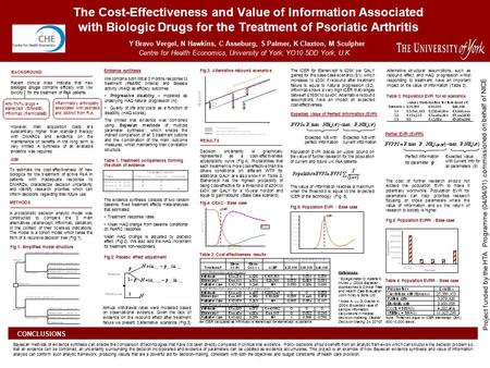 The Cost-Effectiveness and Value of Information Associated with Biologic Drugs for the Treatment of Psoriatic Arthritis Y Bravo Vergel, N Hawkins, C Asseburg,