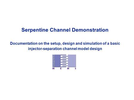 Serpentine Channel Demonstration Documentation on the setup, design and simulation of a basic injector-separation channel model design.