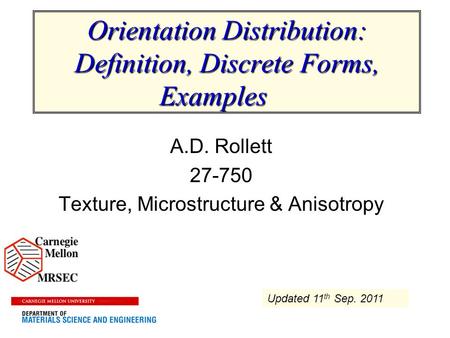 Orientation Distribution: Definition, Discrete Forms, Examples