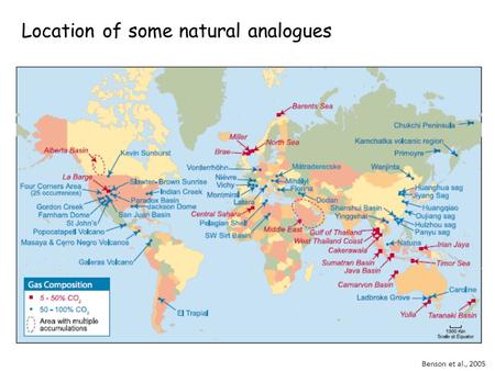 Benson et al., 2005 Location of some natural analogues.