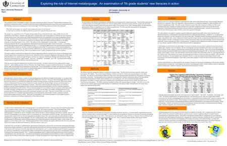 Exploring the role of Internet metalanguage: An examination of 7th grade students’ new literacies in action This qualitative study was designed to observe,