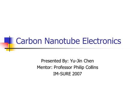 Carbon Nanotube Electronics