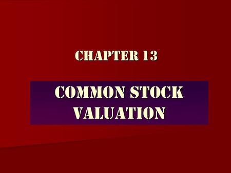 Common Stock Valuation