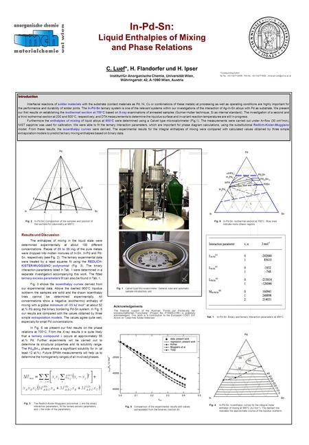 Fig. 2In-Pd-Sn: Composition of the samples and position of the sections for calorimetry at 900°C. *Corresponding Author: Tel.-No. +43-1-4277-52658, FAX-No.