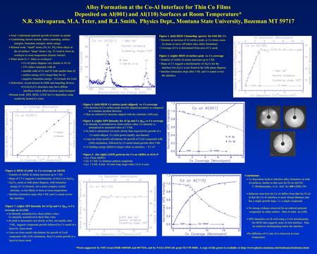 Alloy Formation at the Co-Al Interface for Thin Co Films Deposited on Al(001) and Al(110) Surfaces at Room Temperature* N.R. Shivaparan, M.A. Teter, and.