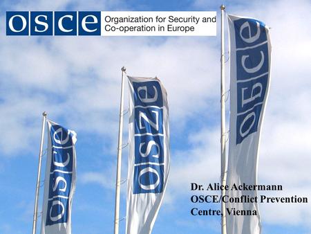 Dr. Alice Ackermann OSCE/Conflict Prevention Centre, Vienna.