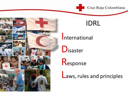 IDRL I nternational D isaster R esponse L aws, rules and principles.