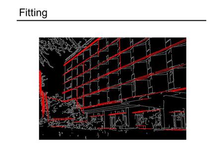 Fitting. We’ve learned how to detect edges, corners, blobs. Now what? We would like to form a higher-level, more compact representation of the features.