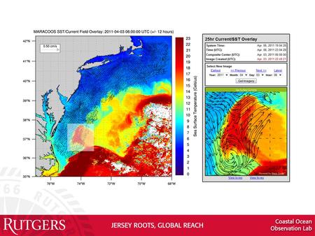 RU COOL Direct Broadcast Acquisitions L-band (1.2 meter antenna) United States NOAA POES AVHRR Product: 1km sea surface temperatures (SST), de-clouded.