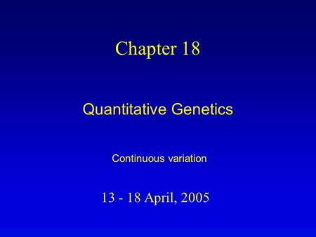 Quantitative Genetics