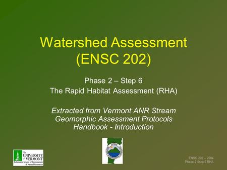 Watershed Assessment (ENSC 202)