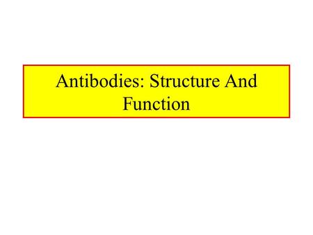 Antibodies: Structure And Function