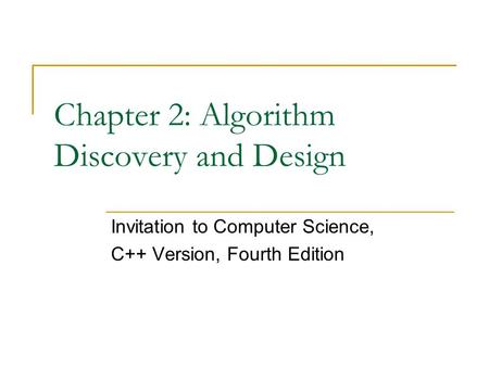 Chapter 2: Algorithm Discovery and Design