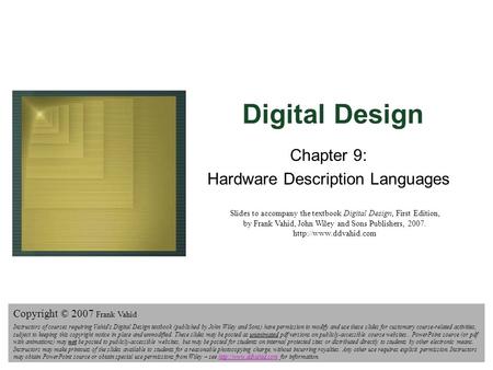 Chapter 9: Hardware Description Languages