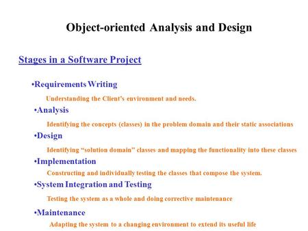 Object-oriented Analysis and Design