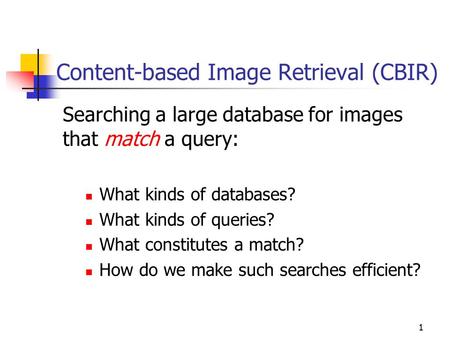 Content-based Image Retrieval (CBIR)