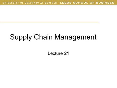 Supply Chain Management